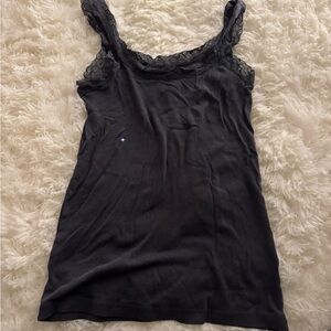 Elegant Black Lace Trim Women's Top